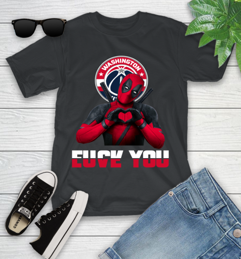 NBA Washington Wizards Deadpool Love You Fuck You Basketball Sports Youth T-Shirt