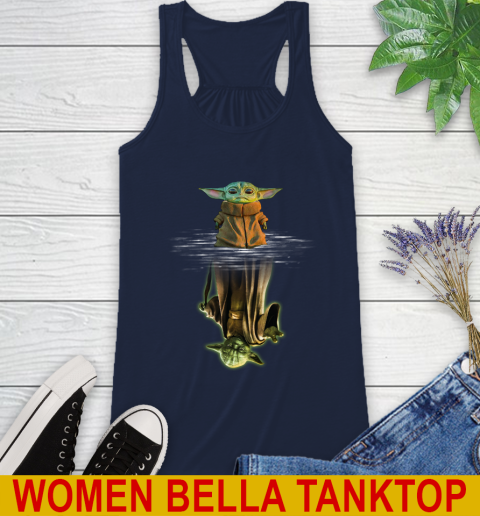 Mandalorian Baby Yoda star wars water reflection Racerback Tank 9