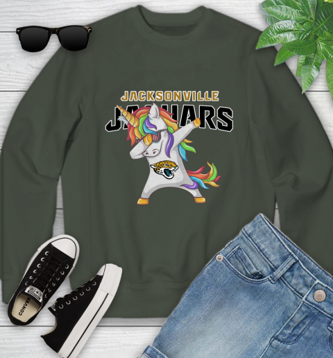 Jacksonville Jaguars NFL Football Funny Unicorn Dabbing Sports Youth Sweatshirt 10