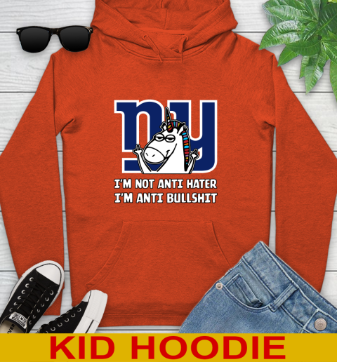 New York Giants NFL Football Unicorn I'm Not Anti Hater I'm Anti Bullshit Youth Hoodie 5