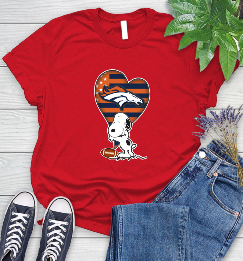 Denver Broncos NFL Football The Peanuts Movie Adorable Snoopy Women's T-Shirt 9