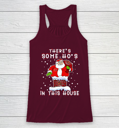 Calgary Flames Christmas There Is Some Hos In This House Santa Stuck In The Chimney NHL Racerback Tank 2