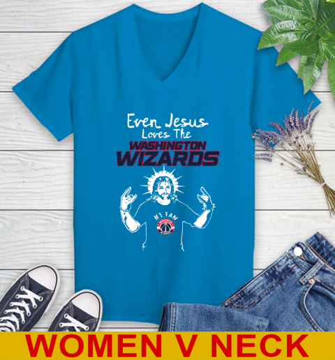 Washington Wizards NBA Basketball Even Jesus Loves The Wizards Shirt Women's V-Neck T-Shirt 7