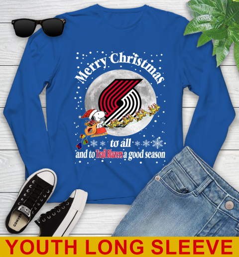 Portland Trail Blazers Merry Christmas To All And To Trail Blazers A Good Season NBA Basketball Sports Youth Long Sleeve 10