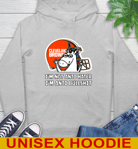 Cleveland Browns NFL Football Unicorn I'm Not Anti Hater I'm Anti Bullshit Hoodie 6