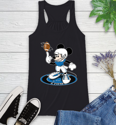NFL Football Detroit Lions Cheerful Mickey Disney Shirt Racerback Tank