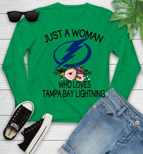 NHL Just A Woman Who Loves Tampa Bay Lightning Hockey Sports Youth Long Sleeve 4