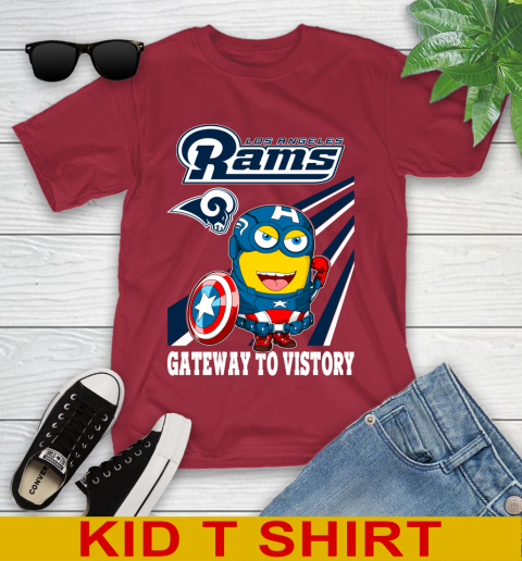 NFL Football Los Angeles Rams Captain America Marvel Avengers Minion Shirt Youth T-Shirt 12