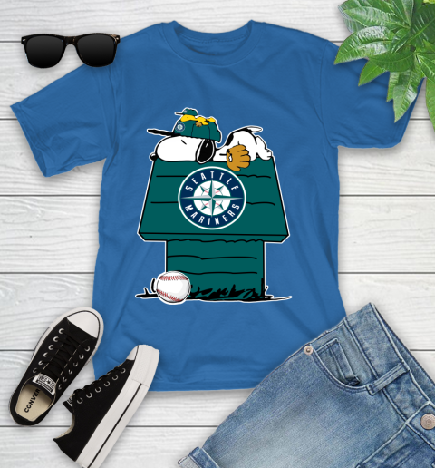 MLB Seattle Mariners Snoopy Woodstock The Peanuts Movie Baseball T Shirt Youth T-Shirt 9