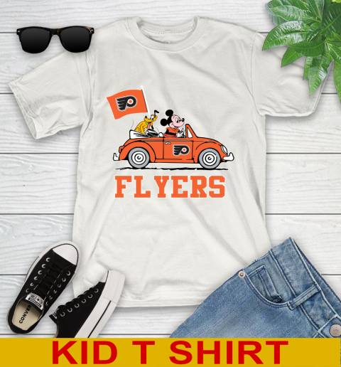 NHL Hockey Philadelphia Flyers Pluto Mickey Driving Disney Shirt Youth T-Shirt