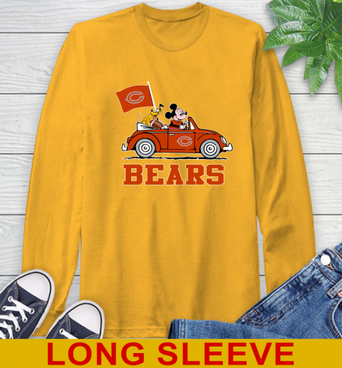 NFL Football Chicago Bears Pluto Mickey Driving Disney Shirt Long Sleeve T-Shirt 3