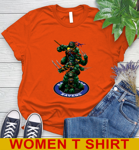 NFL Football Baltimore Ravens Teenage Mutant Ninja Turtles Shirt Women's T-Shirt 5 NFL Football Baltimore Ravens Teenage Mutant Ninja Turtles Shirt Women's T-Shirt - Image 5