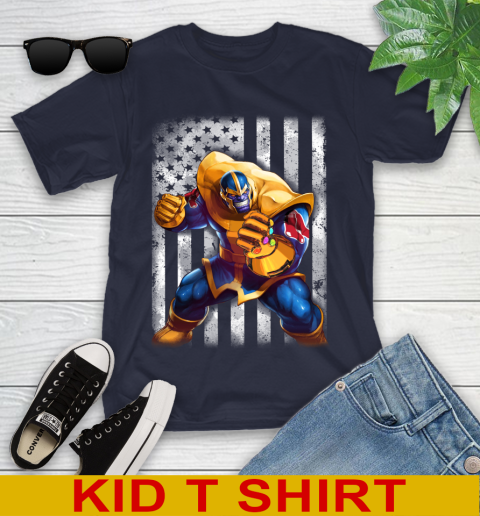MLB Baseball Boston Red Sox Thanos Marvel American Flag Shirt Youth T-Shirt 2