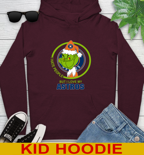 Houston Astros MLB Christmas Grinch I Hate People But I Love My Favorite Baseball Team Youth Hoodie 7