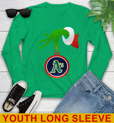 Oakland Athletics Grinch Merry Christmas MLB Baseball Youth Long Sleeve 7