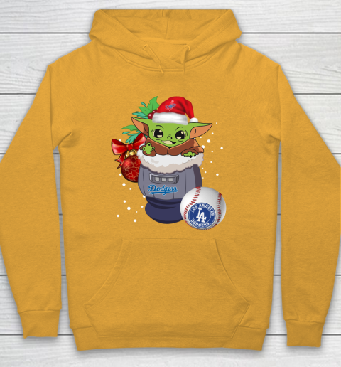 Los Angeles Dodgers Christmas Baby Yoda Star Wars Funny Happy MLB Hoodie 3