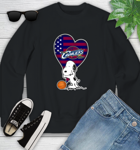 Cleveland Cavaliers NBA Basketball The Peanuts Movie Adorable Snoopy Youth Sweatshirt 2
