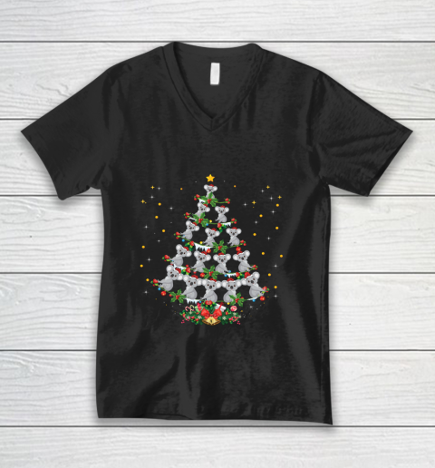 Funny Santa Koala Xmas Gift Koala Christmas Tree V-Neck T-Shirt