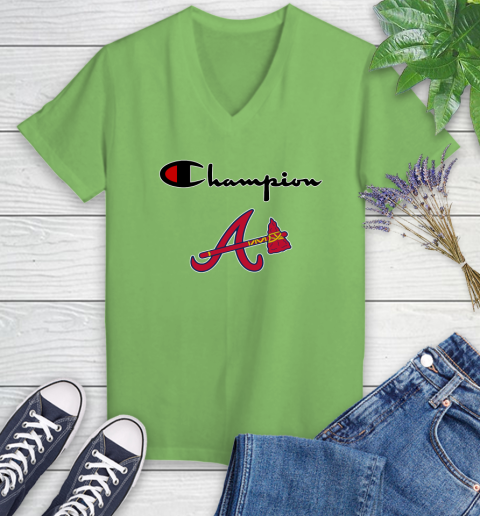 MLB Baseball Atlanta Braves Champion Shirt Women's V-Neck T-Shirt 7