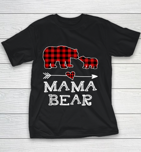 Mama Bear Christmas Pajama Red Plaid Buffalo Youth T-Shirt