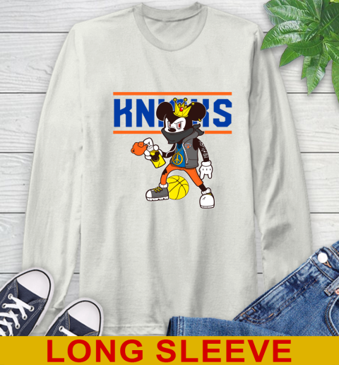 New York Knicks NBA Basketball Mickey Peace Sign Sports Long Sleeve T-Shirt 12