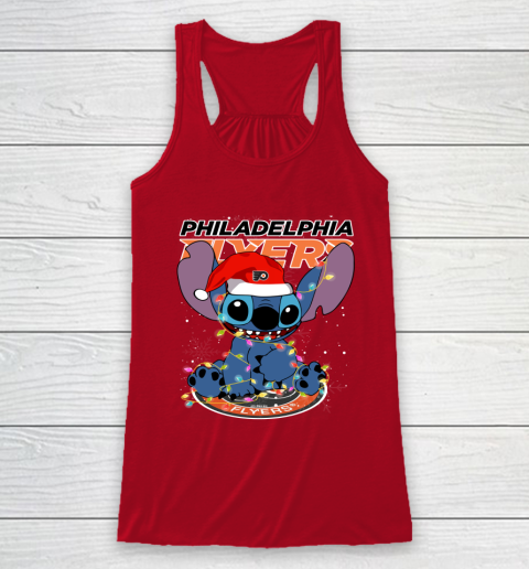 Philadelphia Flyers NHL Hockey noel stitch Christmas Racerback Tank 4