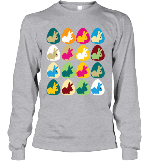 yoqw easter rabbit inside easter egg color combination youth long sleeve 50 front sport grey