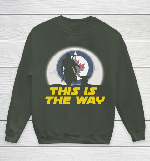 Winnipeg Jets NHL Ice Hockey Star Wars Yoda And Mandalorian This Is The Way Youth Sweatshirt 8