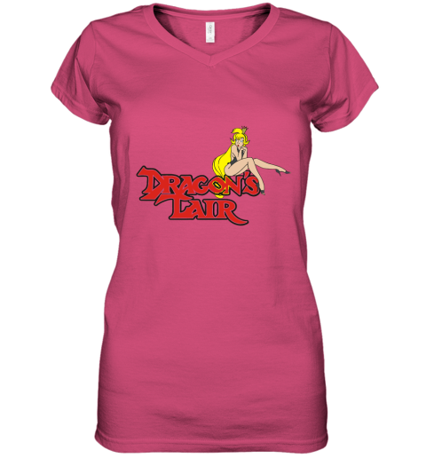 pw91 dragons lair daphne baseball shirts women v neck t shirt 39 front heliconia