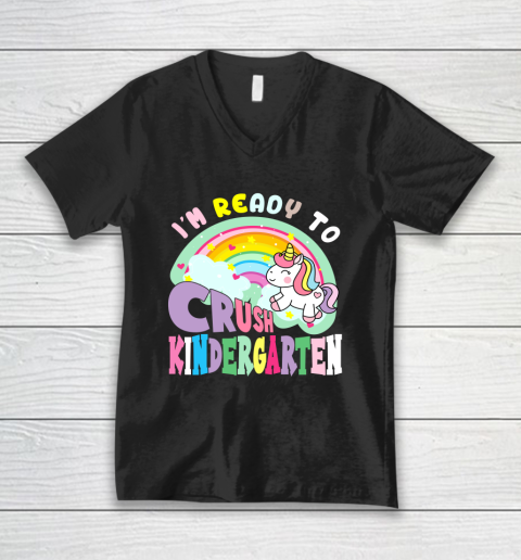 Back to school shirt ready to crush kindergarten unicorn V-Neck T-Shirt