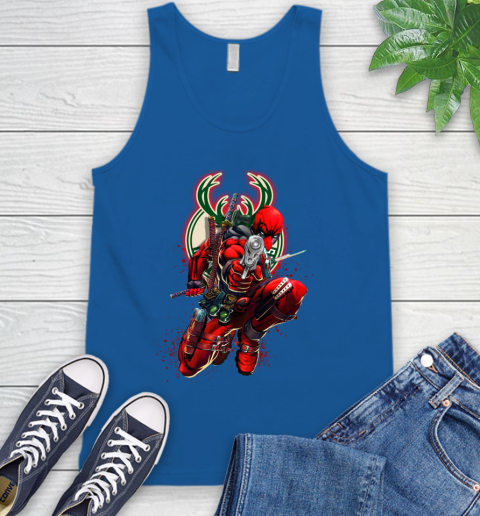 NBA Deadpool Marvel Comics Sports Basketball Milwaukee Bucks Tank Top 5
