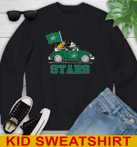 NHL Hockey Dallas Stars Pluto Mickey Driving Disney Shirt Youth Sweatshirt 2