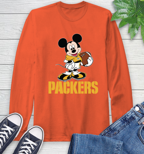 NFL Football Green Bay Packers Cheerful Mickey Mouse Shirt Long Sleeve T-Shirt 5