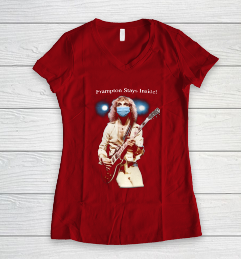 Peter Frampton Covid Stays Inside Women's V-Neck T-Shirt 8