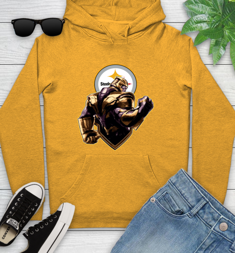 NFL Thanos Avengers Endgame Football Sports Pittsburgh Steelers Youth Hoodie 3