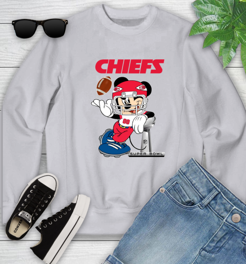 NFL Kansas city chiefs Mickey Mouse Disney Super Bowl Football T Shirt Youth Sweatshirt 4