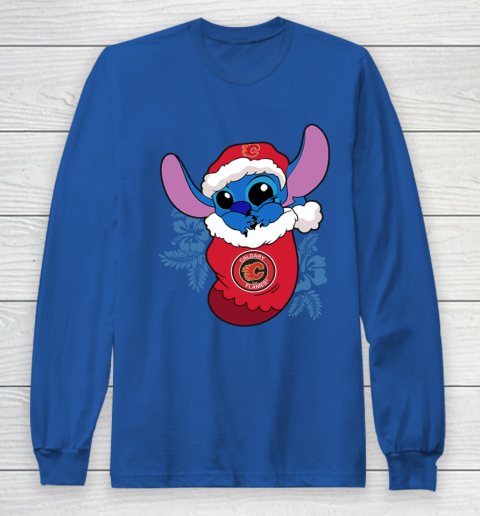 Calgary Flames Christmas Stitch In The Sock Funny Disney NHL Long Sleeve T-Shirt 9