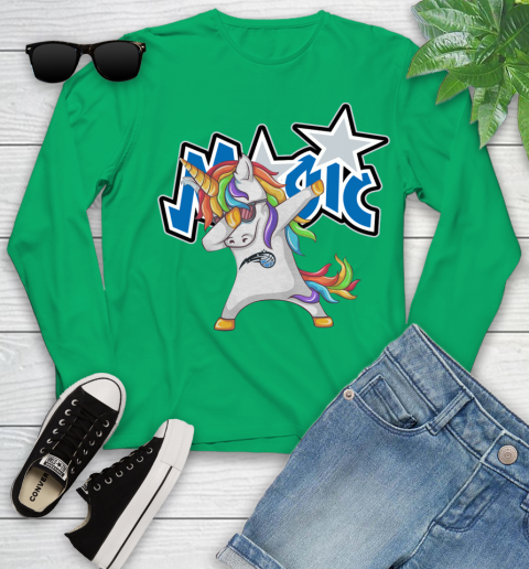 Orlando Magic NBA Basketball Funny Unicorn Dabbing Sports Youth Long Sleeve 6
