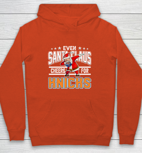 New York Knicks Even Santa Claus Cheers For Christmas NBA Youth Hoodie 3