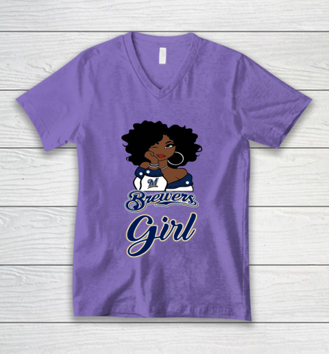 Milwaukee Brewerss Girl MLB V-Neck T-Shirt 9