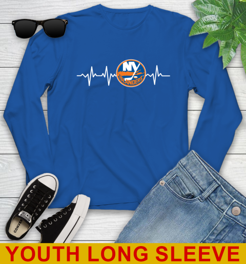 New York Islanders NHL Hockey Heart Beat Shirt Youth Long Sleeve 10
