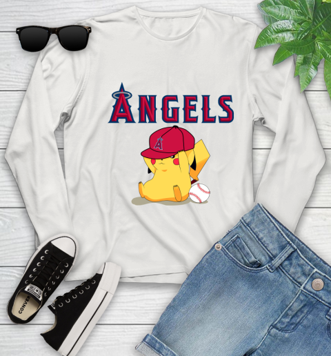 MLB Pikachu Baseball Sports Los Angeles Angels Youth Long Sleeve 12