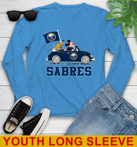 NHL Hockey Buffalo Sabres Pluto Mickey Driving Disney Shirt Youth Long Sleeve 8