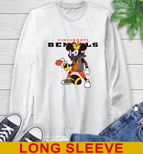 Cincinnati Bengals NFL Football Mickey Peace Sign Sports Long Sleeve T-Shirt