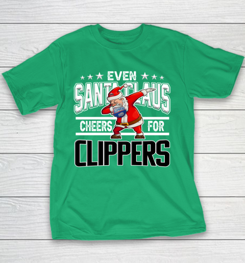 LA Clippers Even Santa Claus Cheers For Christmas NBA Youth T-Shirt 3