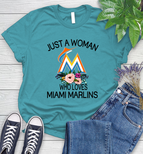 MLB Just A Woman Who Loves Miami Marlins Baseball Sports Women's T-Shirt 11