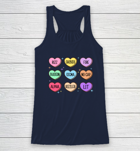 Skibidi Valentine's Day Candy Heart Funny Valentine Rizz Racerback Tank 5