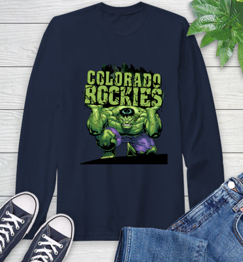 Colorado Rockies MLB Baseball Incredible Hulk Marvel Avengers Sports Long Sleeve T-Shirt 4