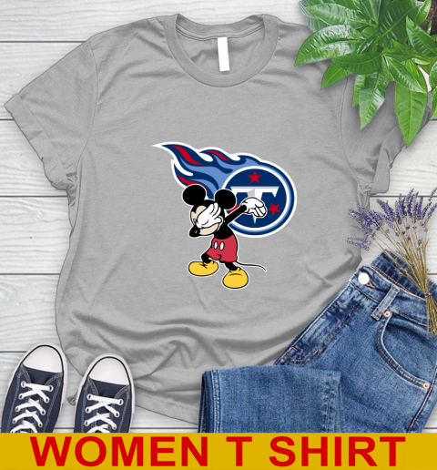 Tennessee Titans NFL Football Dabbing Mickey Disney Sports Women's T-Shirt 5