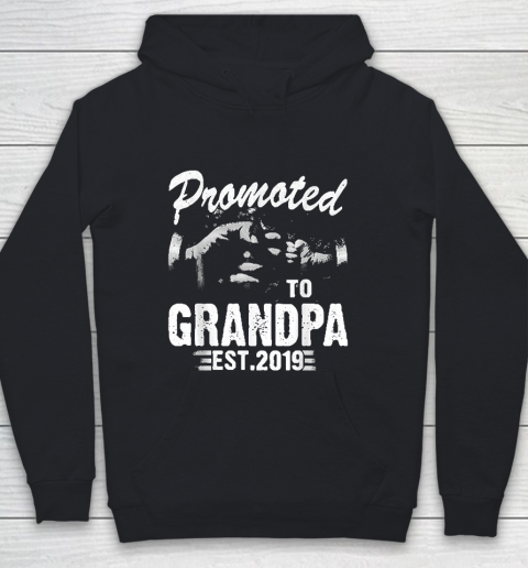 Grandpa Funny Gift Apparel  Promoted To Grandpa Est 2019 First Time New Youth Hoodie